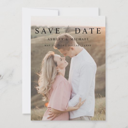Elegant Modern 5 Foto Eenvoudig Script Verloving Save The Date (Voorkant)