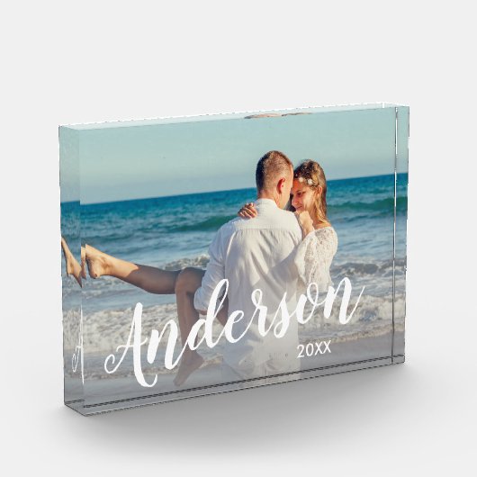 Elegant modern aangepast koppelfotonaamtekst fotoblokken (Links)