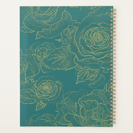 Elegant modern aangepast monogram en noem groen planner (Achterkant)
