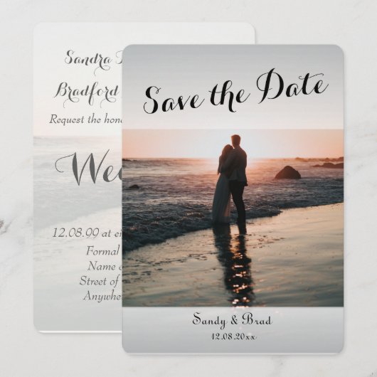 Elegant Modern Aangepaste Foto slaat de datum van  Kaart (Voorkant / Achterkant)