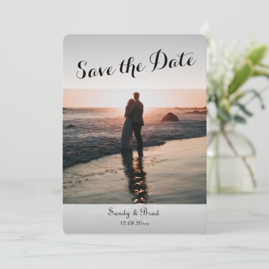 Elegant Modern Aangepaste Foto slaat de datum van Kaart (Staand voorkant)