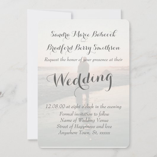 Elegant Modern Aangepaste Foto slaat de datum van  Kaart (Achterkant)