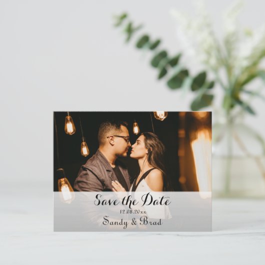 Elegant Modern Aangepaste Foto slaat het huwelijk  Briefkaart (Staand voorkant)