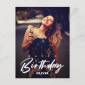 Elegant Modern Aankondiging Foto Happy Birthday Briefkaart (Voorkant)