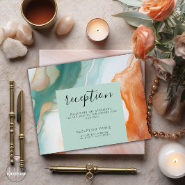 Elegant Modern Abstract Agaat Blauwgroen Terracott Informatiekaartje