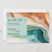 Elegant Modern Abstract Agaat Blauwgroen Terracott Kaart (Voorkant)