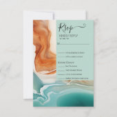 Elegant Modern Abstract Agaat Blauwgroen Terracott RSVP Kaartje (Voorkant)