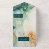 Elegant Modern Abstract Agaat Jade Terracotta All In One Uitnodiging (Buitenkant)