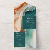 Elegant Modern Abstract Agaat Jade Terracotta All In One Uitnodiging (Binnen)