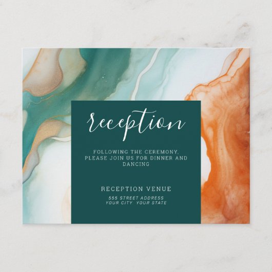 Elegant Modern Abstract Agaat Jade Terracotta Informatiekaartje (Voorkant)