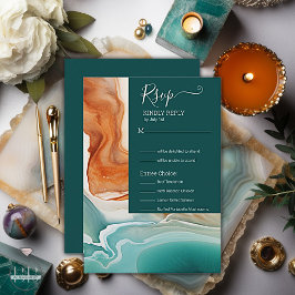 Elegant Modern Abstract Agaat Jade Terracotta RSVP Kaartje