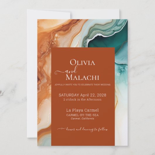 Elegant Modern Abstract Agaat Terracotta Kaart (Voorkant)