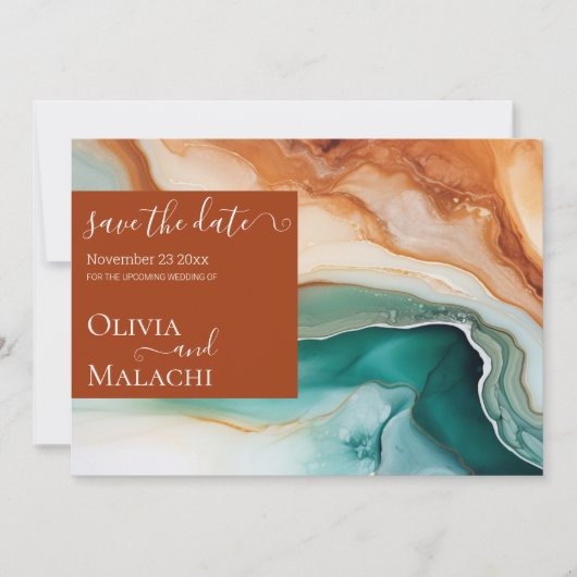 Elegant Modern Abstract Agaat Terracotta Kaart (Voorkant)