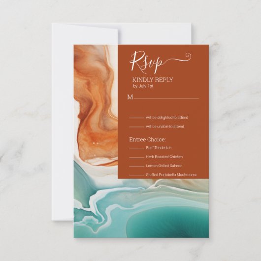 Elegant Modern Abstract Agaat Terracotta RSVP Kaartje (Voorkant)
