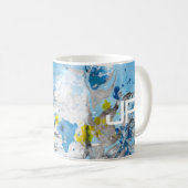 Elegant modern Abstract Art Blue Yellow White Koffiemok (Voorkant rechts)