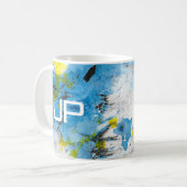 Elegant modern Abstract Art Blue Yellow White Koffiemok (Voorkant links)