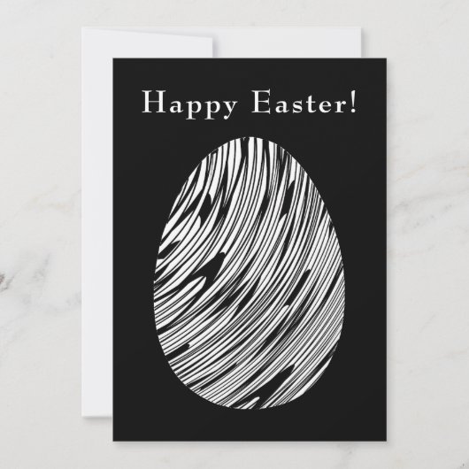 Elegant Modern Abstract Art Egg Zwart Wit Pasen Feestdagenkaart (Voorkant)