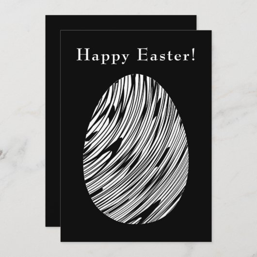 Elegant Modern Abstract Art Egg Zwart Wit Pasen Feestdagenkaart (Voorkant / Achterkant)
