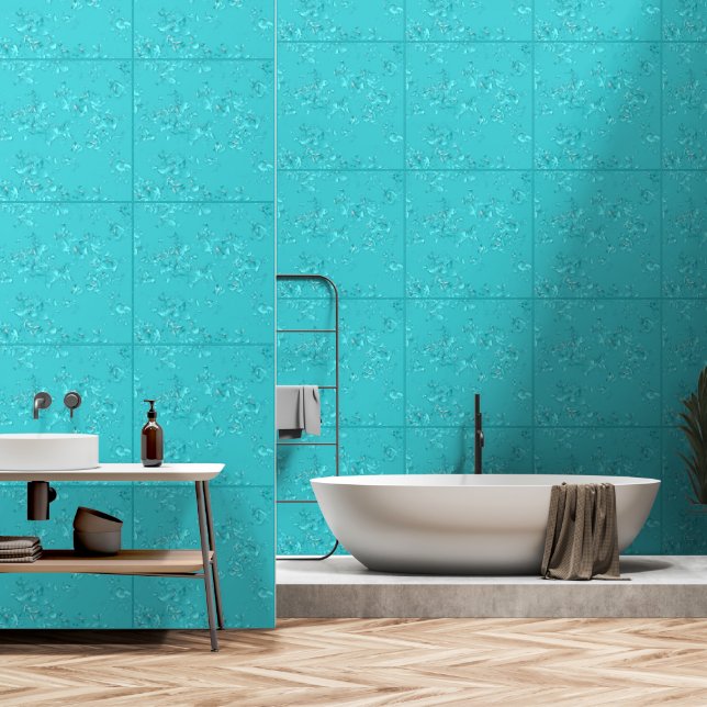 Elegant Modern Abstract Art Medium Turquoise Blauw Behang (Badkamer)
