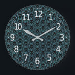 Elegant modern Abstract blauw art Deco Patroon | Grote Klok<br><div class="desc">Voor verdere aanpassing, te klikken gelieve de knoop "aanpassen"en ons ontwerphulpmiddel te gebruiken om deze sjabloon te wijzigen. Als de opties beschikbaar zijn, kunt u tekst en afbeelding veranderen door eenvoudig op "te klikken geef/verwijder Tekst of Afbeelding hier"uit en voeg uw toe. Als u wilt dat dit ontwerp aan een...</div>