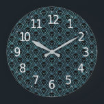 Elegant modern Abstract blauw art Deco Patroon | Grote Klok<br><div class="desc">Voor verdere aanpassing, te klikken gelieve de knoop "aanpassen"en ons ontwerphulpmiddel te gebruiken om deze sjabloon te wijzigen. Als de opties beschikbaar zijn, kunt u tekst en afbeelding veranderen door eenvoudig op "te klikken geef/verwijder Tekst of Afbeelding hier"uit en voeg uw toe. Als u wilt dat dit ontwerp aan een...</div>