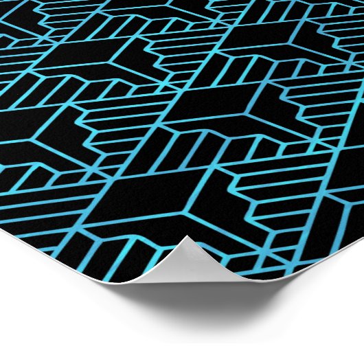 Elegant Modern Abstract Blue Art Deco Pattern | Poster (Hoek)