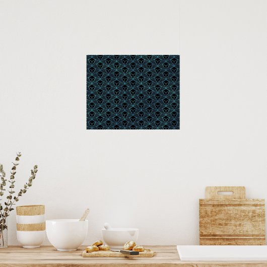 Elegant Modern Abstract Blue Art Deco Pattern | Poster (Keuken)