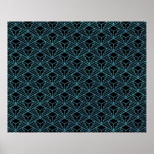 Elegant Modern Abstract Blue Art Deco Pattern   Poster