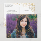 Elegant modern, abstract gespikkeld afstuderen met aankondigingskaart (Voorkant / Achterkant)