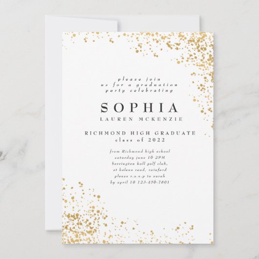 Elegant modern, abstract gespikkeld afstuderen met kaart (Achterkant)