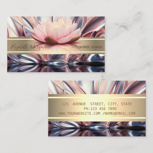 Elegant modern Abstract, Gold Stripe, Lotus Visitekaartje (Voorkant / Achterkant)