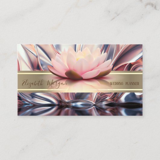 Elegant modern Abstract, Gold Stripe, Lotus Visitekaartje (Voorkant)