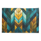 Elegant Modern Abstract Gold Teal Geometric Kussensloop (Achterkant)