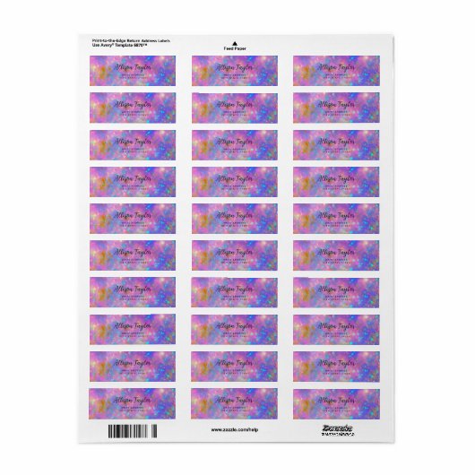 Elegant Modern Abstract Goud Vuur Opaal Edelsteen Etiket (Full Sheet)