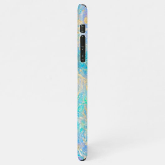 Elegant Modern Abstract Goud Vuur Opal Custom Naam iPhone Hoesje (Linkerkant)