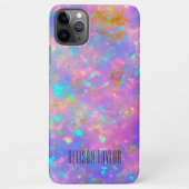 Elegant Modern Abstract Goud Vuur Opal Custom Naam iPhone Hoesje (Achterkant)