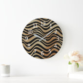 Elegant modern Abstract gouden golven zebrapatroon Grote Klok (Huis)