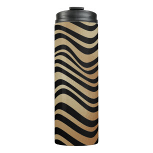 Elegant modern Abstract gouden golven zebrapatroon Thermosbeker