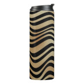 Elegant modern Abstract gouden golven zebrapatroon Thermosbeker (Gedraaid links)