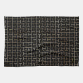 Elegant Modern Abstract Gouden Mand Vlechtpatroon Theedoek