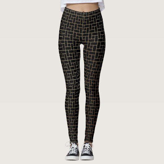 Elegant modern Abstract gouden mandje - Weave Patr Leggings (Voorkant)
