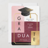 Elegant Modern Abstract Graduation Cap Party Kaart (Voorkant)