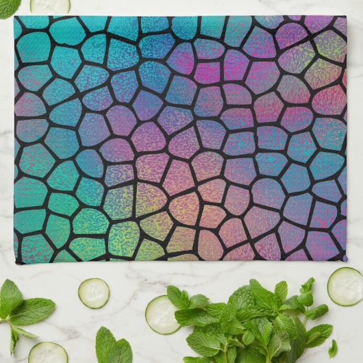 Elegant modern Abstract kleurrijk mozaïekpatroon Theedoek (Gevouwen)