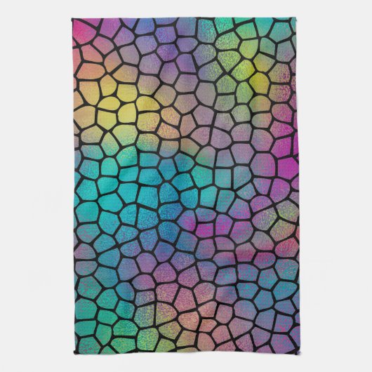 Elegant modern Abstract kleurrijk mozaïekpatroon Theedoek (Verticaal)