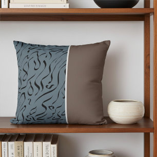 Elegant Modern Abstract Line Art Grijs Groen Taupe Kussen