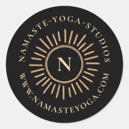 Elegant modern Abstract monogram zwart geel goud Ronde Sticker