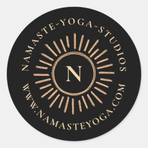 Elegant modern Abstract monogram zwart geel goud Ronde Sticker