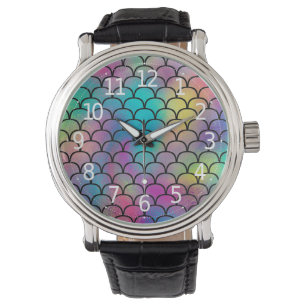 Elegant Modern Abstract Regenboog Schalen Patroon  Horloge