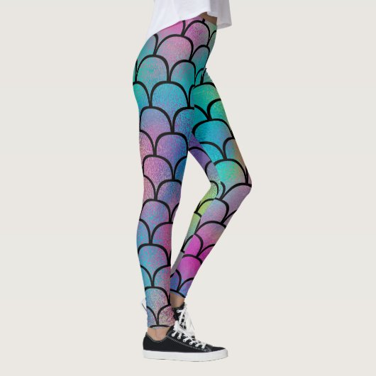 Elegant Modern Abstract Regenboog Schalen Patroon Leggings (Rechts)