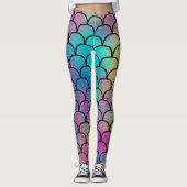 Elegant Modern Abstract Regenboog Schalen Patroon Leggings (Voorkant)